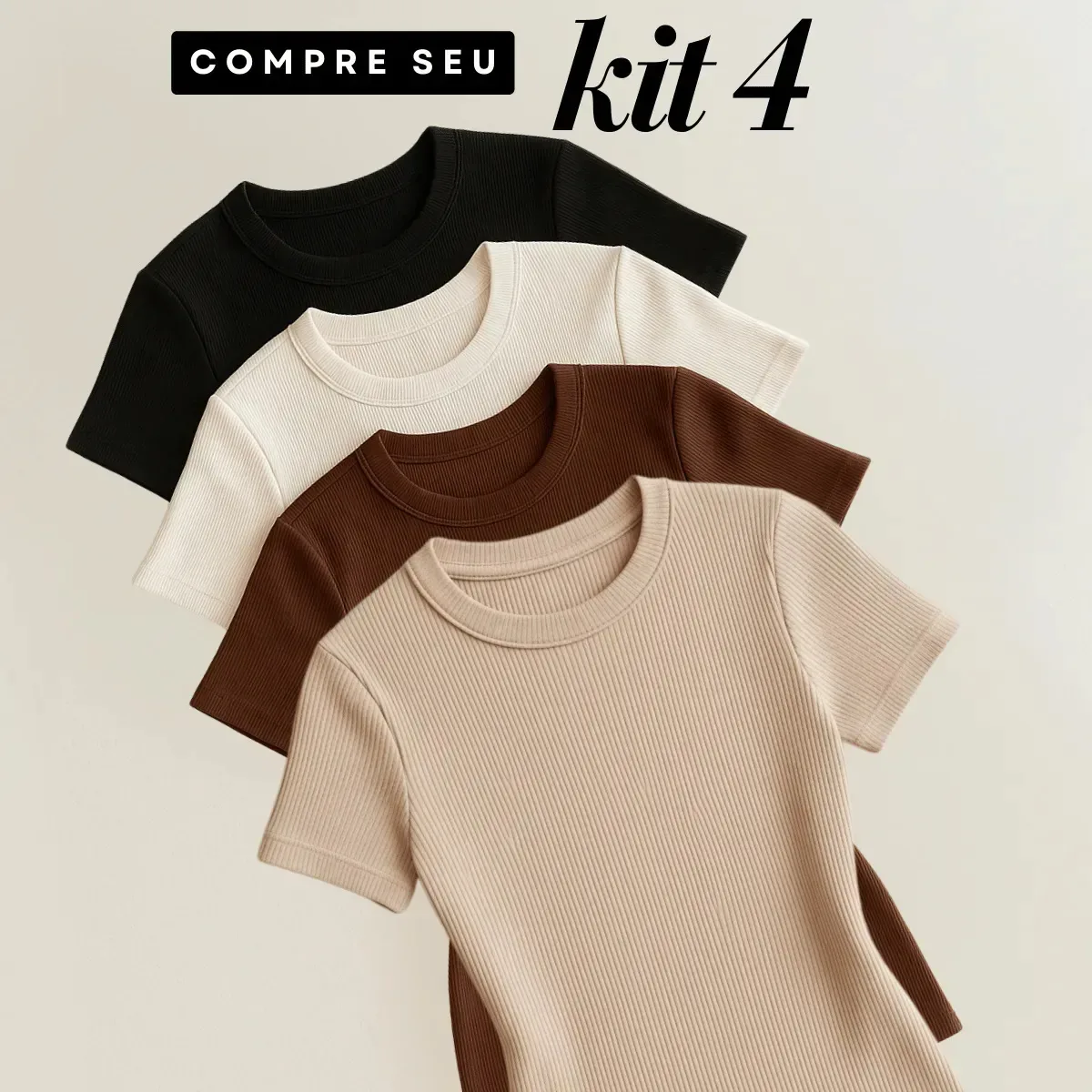 Kit de 4 blusas femininas caneladas — fotografia fornecida para a vitrine