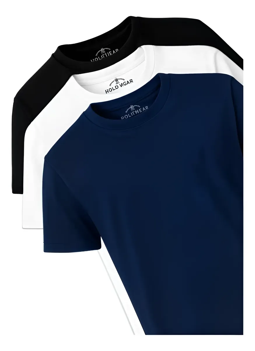 Kit de 3 camisetas masculinas lisas — fotografia fornecida para a vitrine