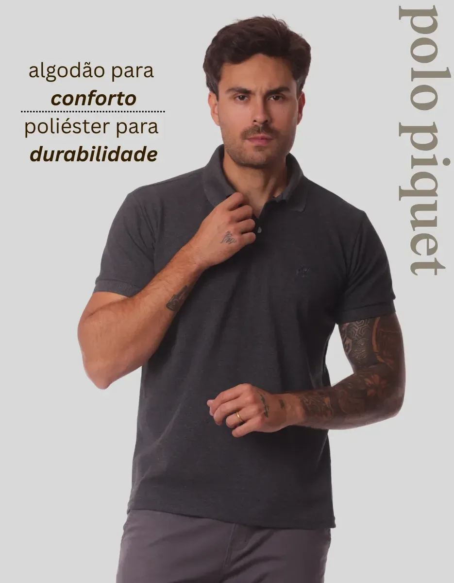 Camisa polo masculina cinza — fotografia fornecida para a vitrine