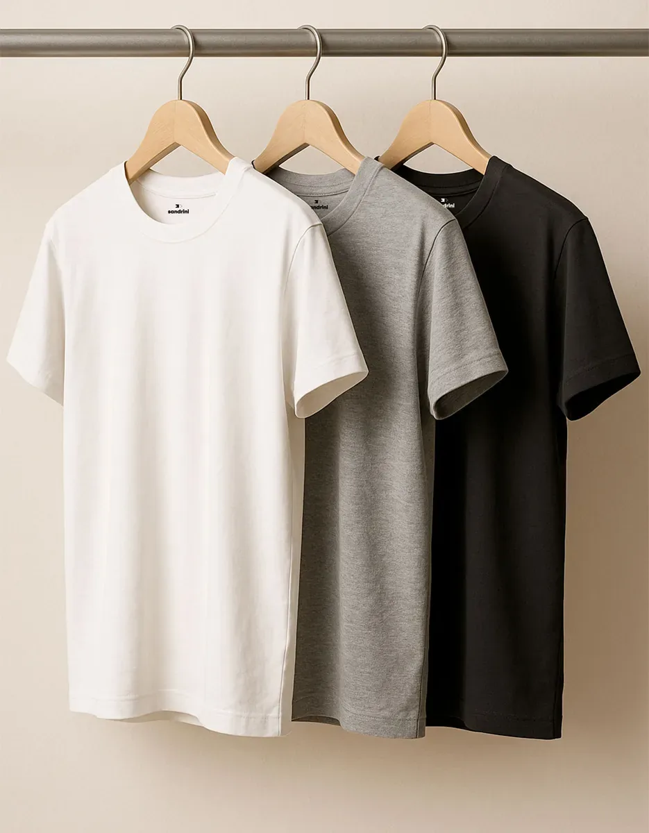 Kit de 3 camisetas masculinas Sandrini — fotografia fornecida para a vitrine